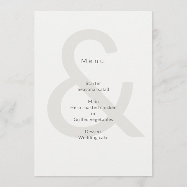 Menu Editorial Typography Wedding (Frente)