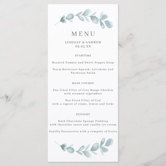 Menu Eetal Eucalyptus Wedding (Frente)