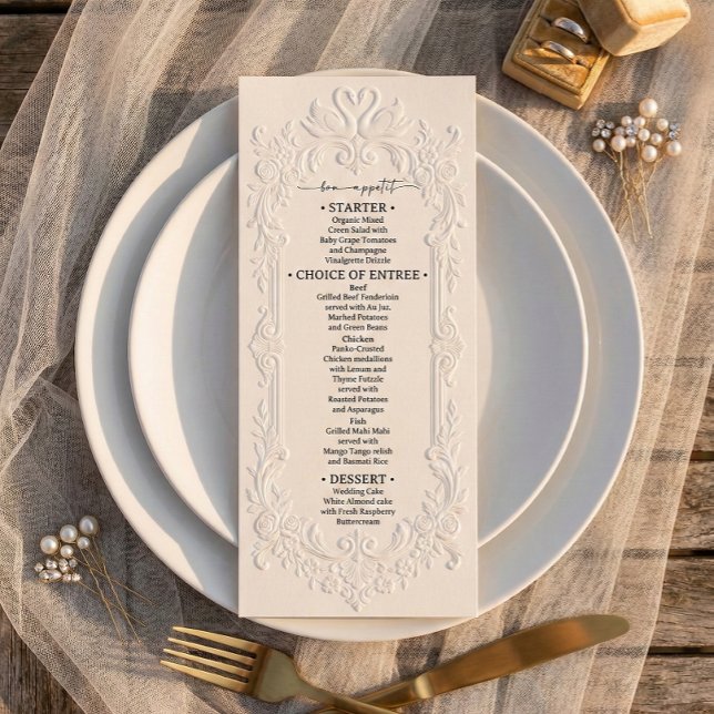 Menu Efeito de Impressão em Relevo Marfim (Criador carregado)