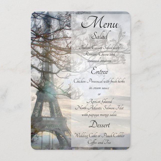 Menu Eiffel Tower Primavera Sunrise Waterrise (Frente)