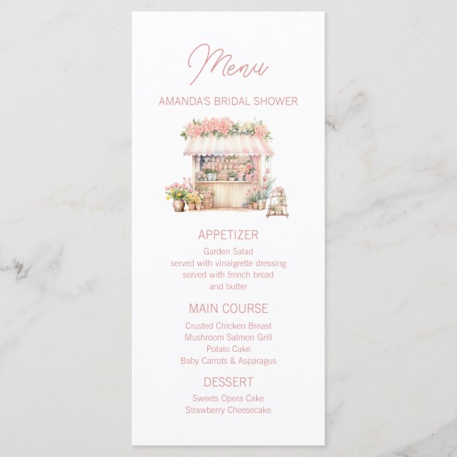 Menu Ela está fresca do Chá de panela Floral de Mercado (Frente)