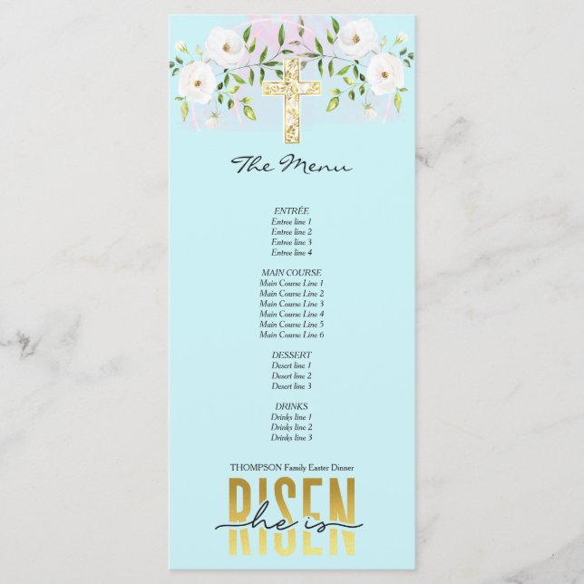 Menu Ele Está Arriscado, Cristão, Citando Páscoa Azul (Frente)