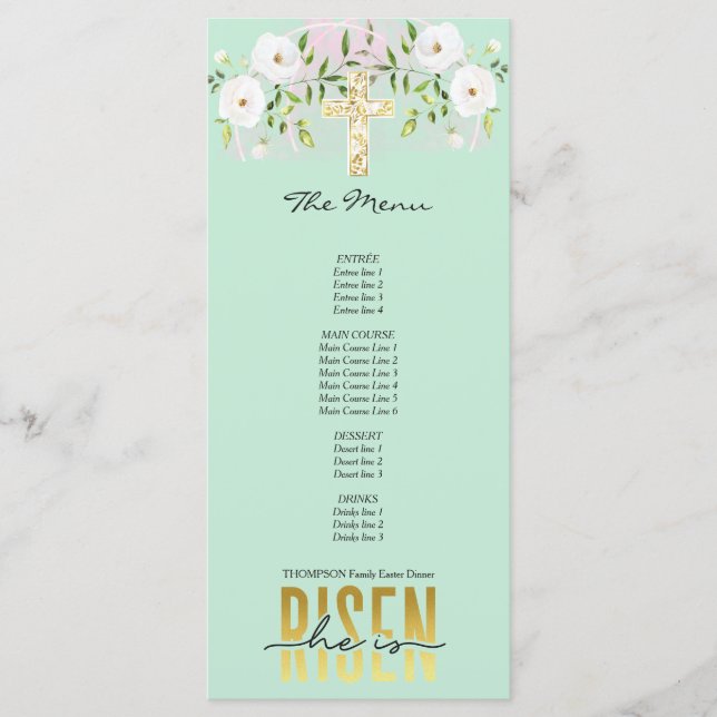 Menu Ele Está Arriscado, Religioso, Citando A Páscoa (Frente)