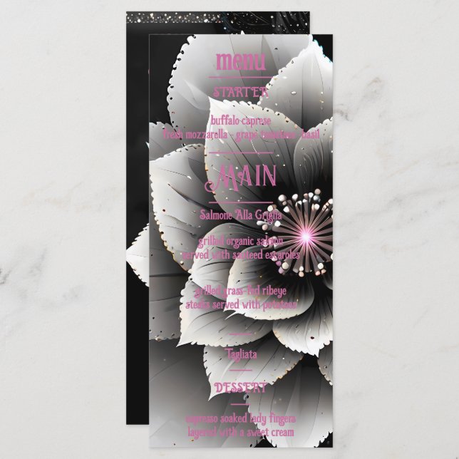 Menu Elegância do eterno: Casamento do Flor Negro e Sil (Frente/Verso)