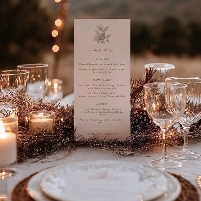 Menu Elegant Acorn & Pinecone Script Fall Wedding (Criador carregado)