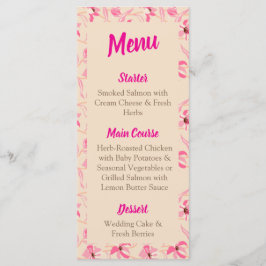 Menu Elegant Beige & Blush Pink Floral Wedding 