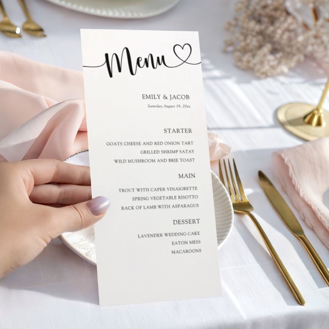 Menu Elegant Black & White Calligraphy Wedding (Criador carregado)