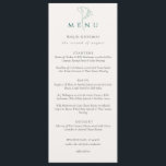 Menu Elegant black white Script Double Side Wedding<br><div class="desc">Elegant Emerald script Wedding Menu Double Sided with back message on the card</div>