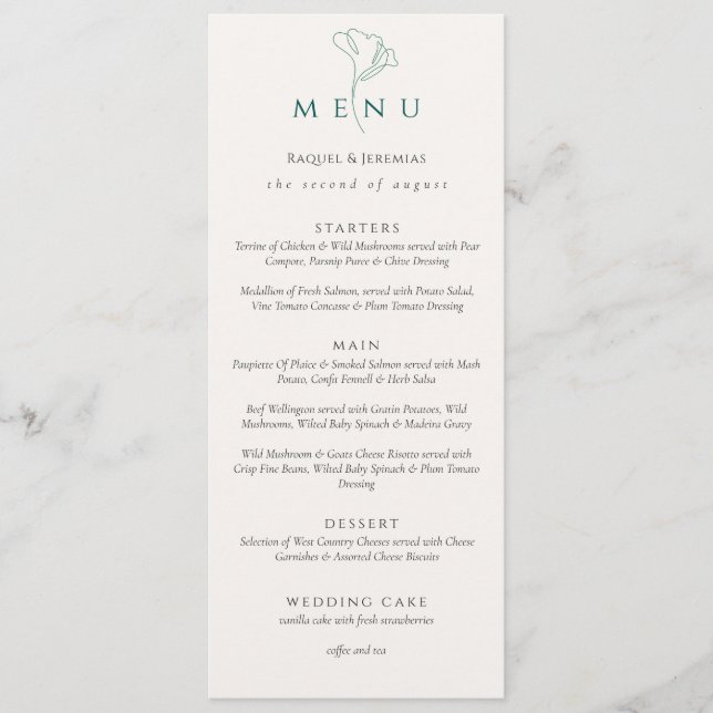 Menu Elegant black white Script Double Side Wedding  (Frente)