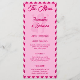 Menu Elegant Blush Pink Chevron Stripe Wedding Dinner