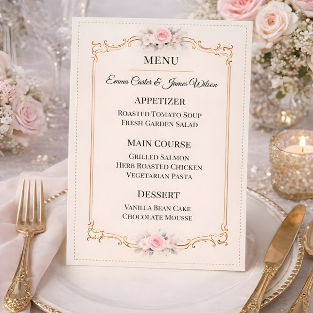 Menu Elegant Blush Rococo Wedding (Menu card for the rococo collection mockup
)