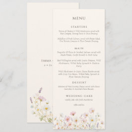 Menu Elegant Boho wildflowers Script Wedding 