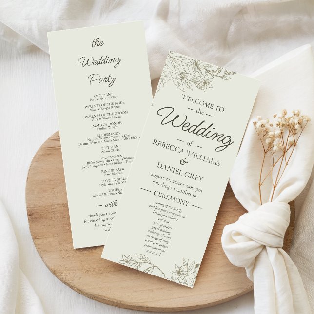 Menu Elegant Botanical Wedding Welcome Ceremony Program (Criador carregado)