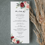 Menu Elegant Burgundy Blush Floral Wedding<br><div class="desc">Designed to coordinate with our Romantic Blooms collection,  this customizable Ceremony Program features watercolor burgundy and blush florals with greenery leaves paired with a classy serif font & elegant calligraphy text graphics. Matching items available.</div>