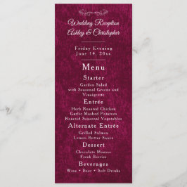 Menu Elegant Burgundy Velvet White Wedding Reception 