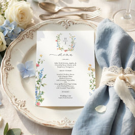 Menu Elegant Colorful Wildflower Wedding