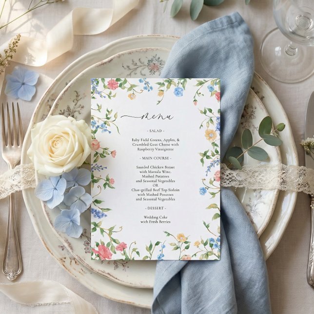 Menu Elegant Colorful Wildflower Wedding (Criador carregado)