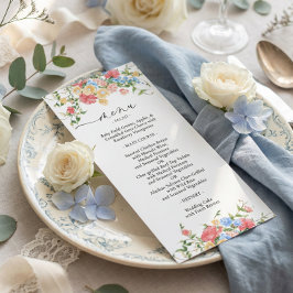 Menu Elegant Colorful Wildflower Wedding