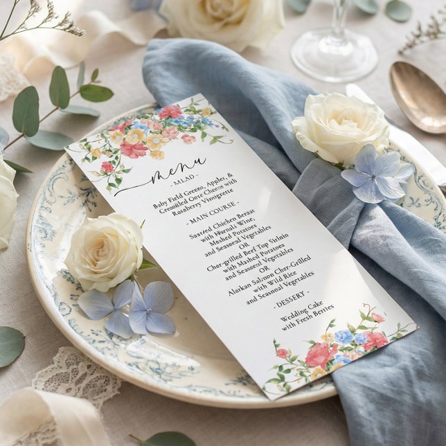 Menu Elegant Colorful Wildflower Wedding (Criador carregado)