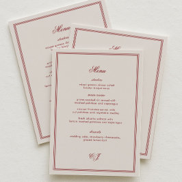Menu Elegant Cream and Burgundy Wedding