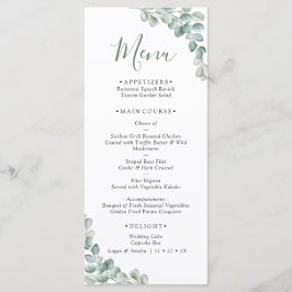 Menu Elegant  Eucalyptus Greenery Wedding 