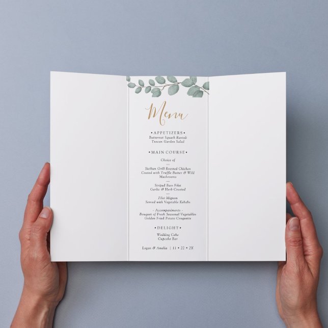 Menu Elegant  Eucalyptus Greenery Wedding  (Criador carregado)