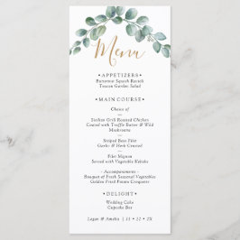 Menu Elegant  Eucalyptus Greenery Wedding