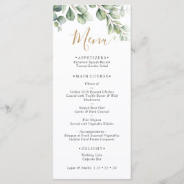Menu Elegant  Eucalyptus Greenery Wedding 