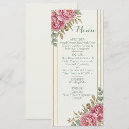 Menu Elegant Floral Blush Rose Eucalyptus Wedding