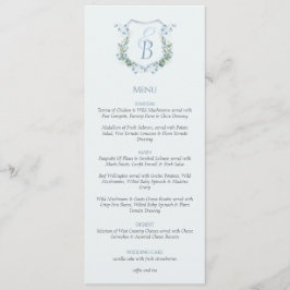 Menu Elegant Floral Crest Monogram Wedding