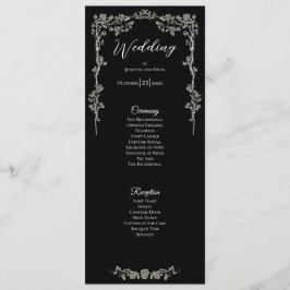 Menu Elegant floral Gothic Wedding Program