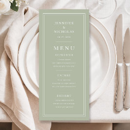 Menu Elegant Formal Sage Green Wedding