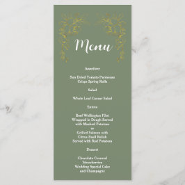 Menu Elegant Gold Floral Sage Green Wedding