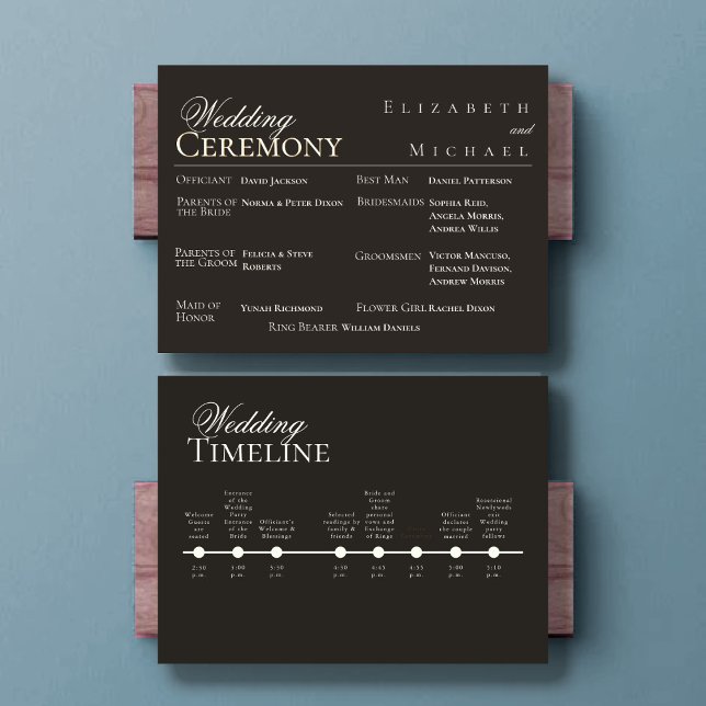 Menu Elegant Gold Minimalist Wedding Program Timeline (Criador carregado)