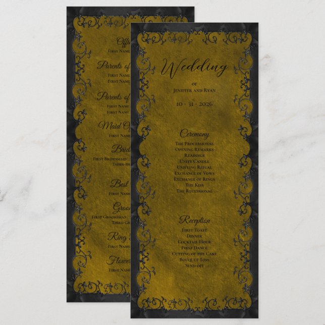 Menu Elegant Gothic Wedding Program (Frente/Verso)