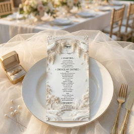 Menu Elegant Ivory Cream Faux Sculpted Fine Art