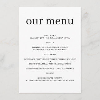 Menu Elegant Minimal Modern Chic Wedding Design
