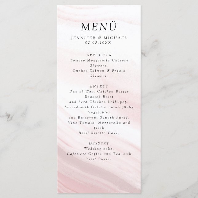 Menu Elegant minimal Rosa Weiss Marmor (Frente)