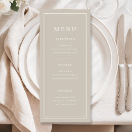 Menu Elegant Minimal Taupe Dinner