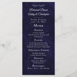 Menu Elegant Navy Blue White Rehearsal Dinner
