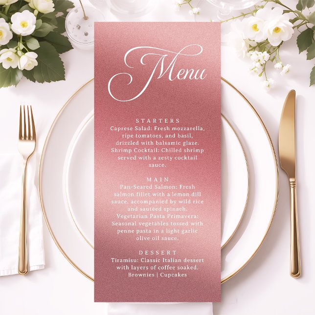Menu Elegant Rose Gold Modern Wedding Dinner (Criador carregado)