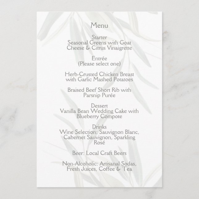 Menu Elegant Sage Green Botanical  (Frente)