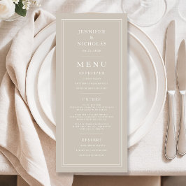 Menu Elegant Taupe Wedding