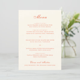 Menu Elegant Terracotta Modern Classic Wedding