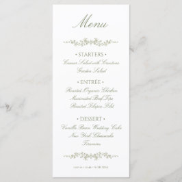 Menu Elegant Vintage Sage Green French Floral Wedding