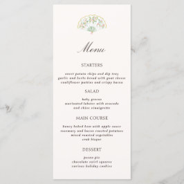 Menu Elegant Watercolor Floral Rococo Wedding