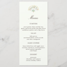 Menu Elegant Watercolor Floral Rococo Wedding