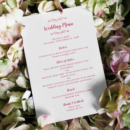 Menu Elegant Wedding Calligraphy Magenta Guest Dinner