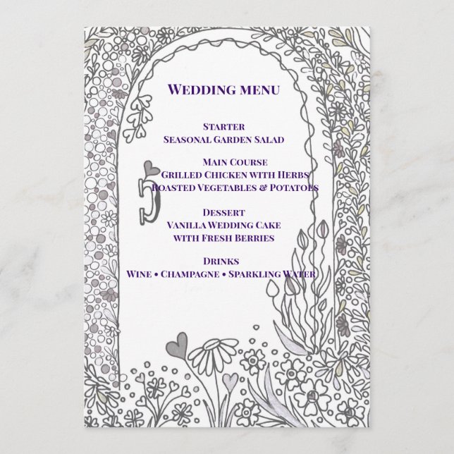 Menu Elegant Whimsical Garden Door Wedding (Frente)