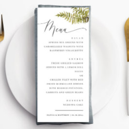 Menu Elegant Woodland Wedding | Minimalist Forest Fern
